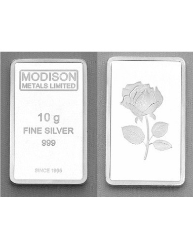 Modison Silver Bar of 10 Grams in 24Kt 999 Purity Fineness in Flap Packing