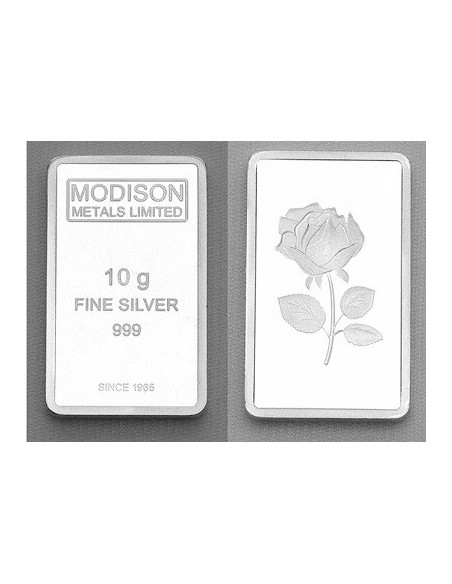 Modison Silver Bar of 10 Grams in 24Kt 999 Purity Fineness in Flap Packing