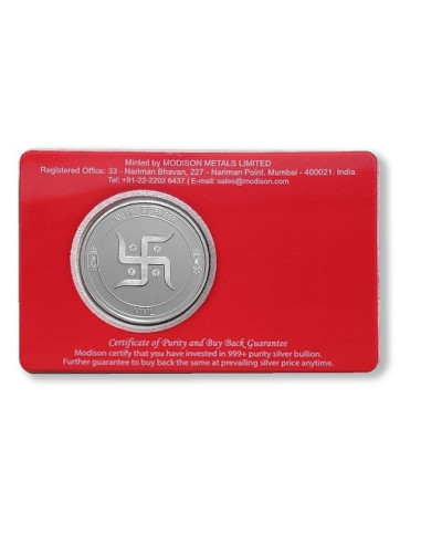 Modison Diwali Silver Coin of 10 Grams in 24Kt 999 Purity Fineness