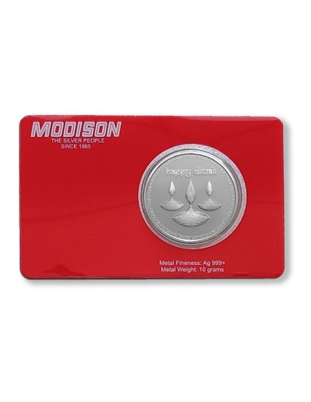Modison Diwali Silver Coin of 10 Grams in 24Kt 999 Purity Fineness