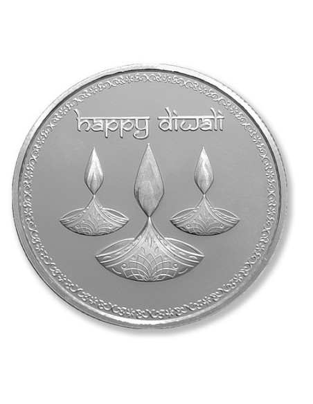 Modison Diwali Silver Coin of 10 Grams in 24Kt 999 Purity Fineness in Certicard