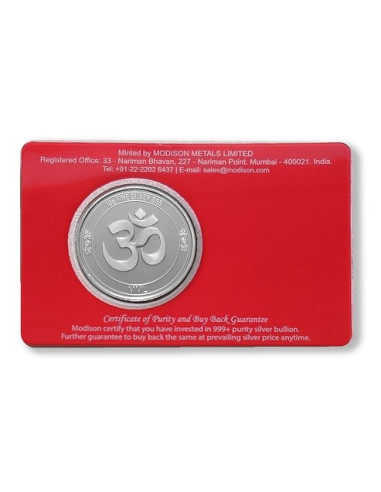 Modison Ganesh Silver Coin of 10 Grams in 24Kt 999 Purity Fineness