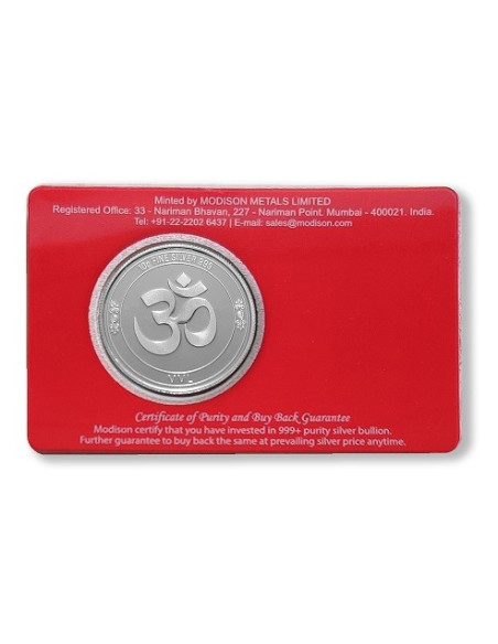 Modison Ganesh Silver Coin of 10 Grams in 24Kt 999 Purity Fineness