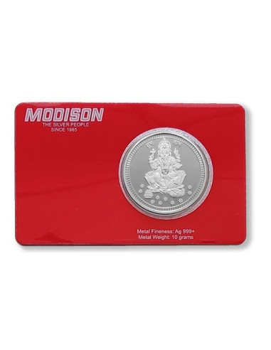 Modison Ganesh Silver Coin of 10 Grams in 24Kt 999 Purity Fineness