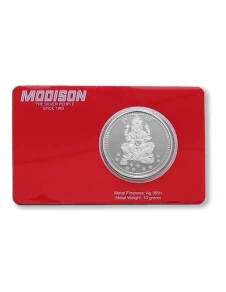 Modison Ganesh Silver Coin of 10 Grams in 24Kt 999 Purity Fineness