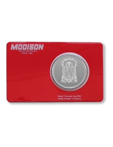 Modison Tirupati Silver Coin of 10 Grams in 24Kt 999 Purity Fineness