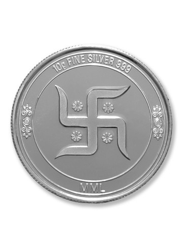 Modison Lakshmi Ganesh Silver Coin of 10 Grams in 24Kt 999 Purity Fineness