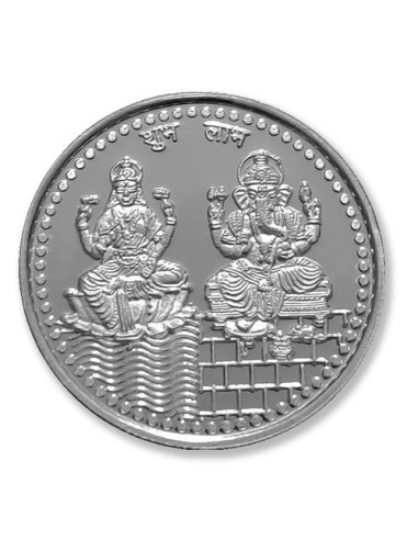 Modison Lakshmi Ganesh Silver Coin of 20 Grams in 24Kt 999 Purity Fineness in Folder Packing