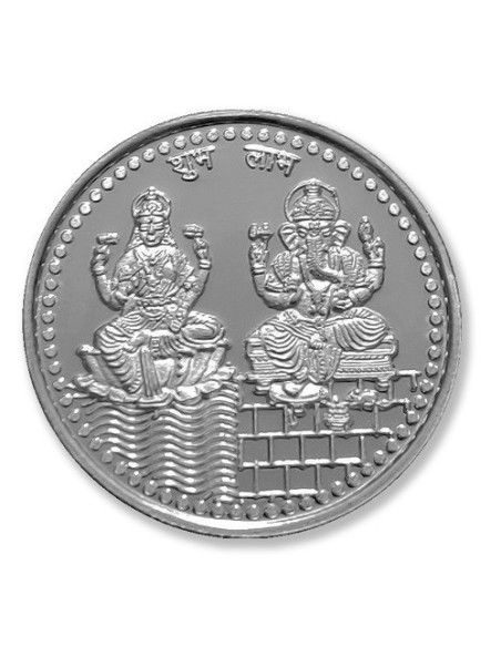 Modison Lakshmi Ganesh Silver Coin of 10 Grams in 24Kt 999 Purity Fineness in Folder Packing