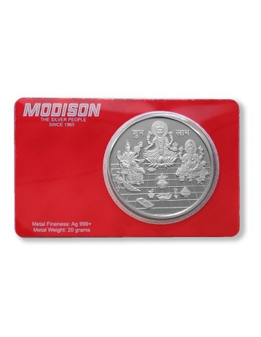 Modison Trimurti Silver Coin of 20 Grams in 24Kt 999 Purity Fineness