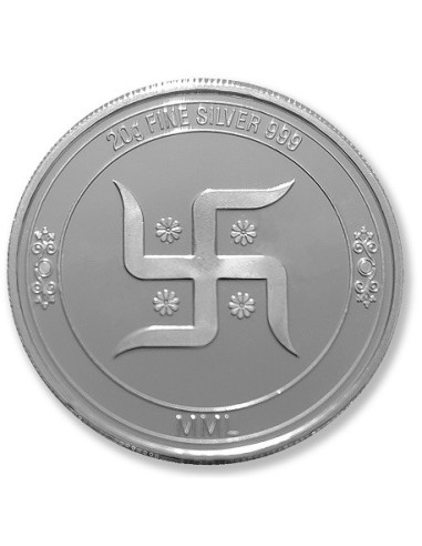 Modison Trimurti Silver Coin of 20 Grams in 24Kt 999 Purity Fineness in Folder Packing