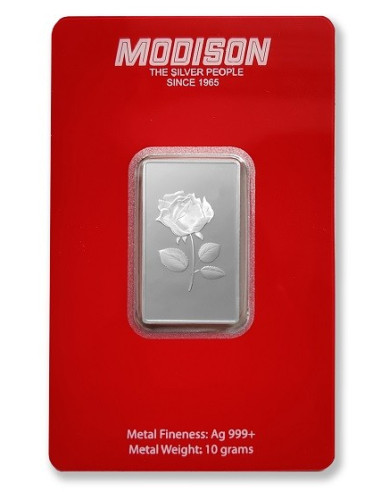 Modison Silver Bar of 10 Grams in 24Kt 999 Purity Fineness