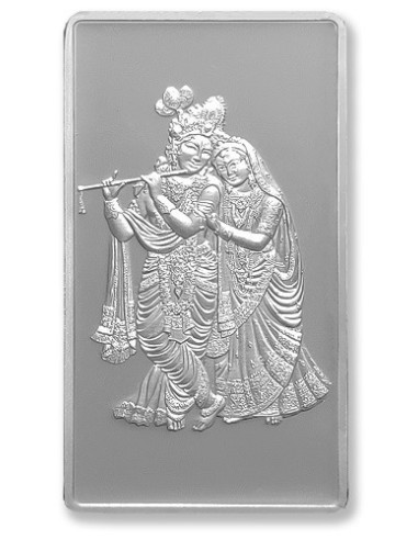 Modison Radha Krishna Silver Bar of 25 Grams in 24Kt 999 Purity Fineness in Certicard