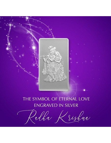 Modison Radha Krishna Silver Bar of 25 Grams in 24Kt 999 Purity Fineness in Certicard