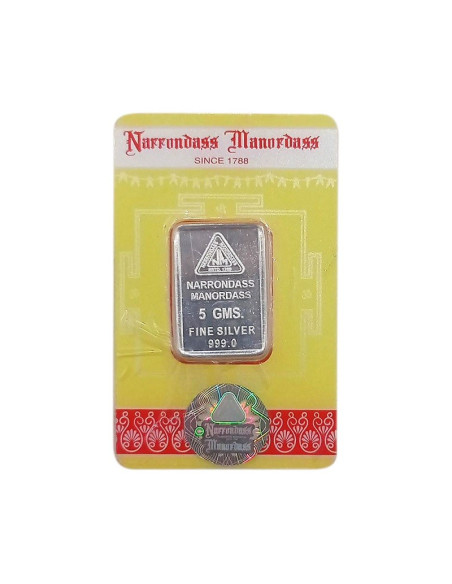 Narrondass Manordass Silver Bar Of 5 Grams in 999 Purity