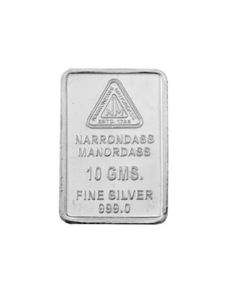 Silver Bar 10 Grams in 999 24Kt Purity Fineness 