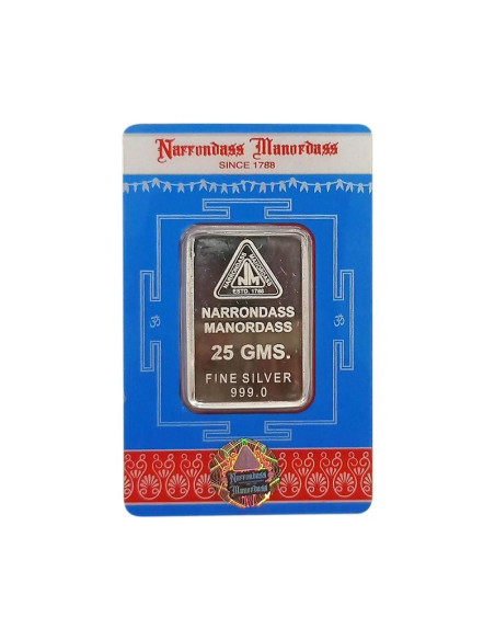 Narrondass Manordass Silver Bar Of 25 Grams in 999 Purity