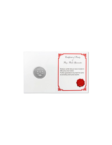 Modison Diwali Silver Coin of 10 Grams in 24Kt 999 Purity Fineness in Paper Folder Packing