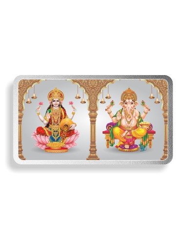 MOHUR Color Lakshmi Ganesh Silver Bar Of 10 Gram in 999 Purity / Fineness