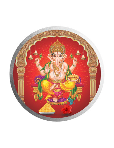 Mohur Color Ganesh Silver Coin Of 20 Gram in 999 Purity / Fineness
