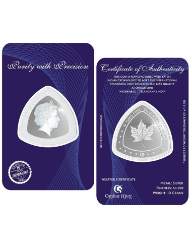 Triangle Elizabeth Silver Coin Of 10 Grams in 999 Purity Fineness