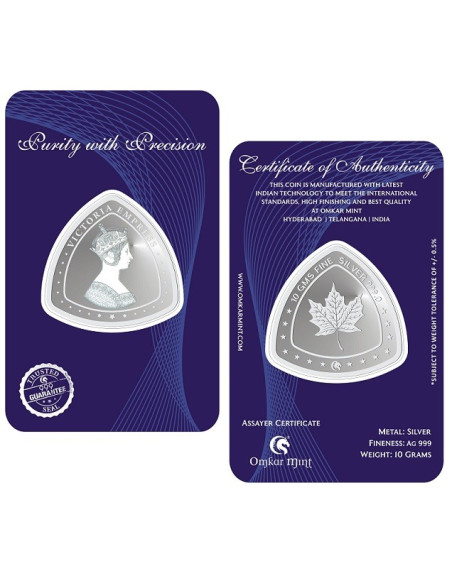 Triangle Queen Silver Coin Of 10 Grams in 999 Purity Fineness