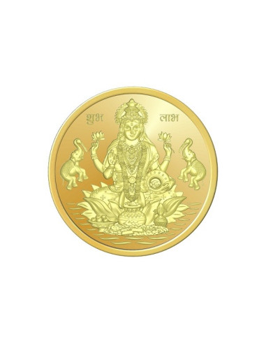 Lakshmi Gold Coin Of 1 Gram 24Kt Gold 999 Purity Fineness