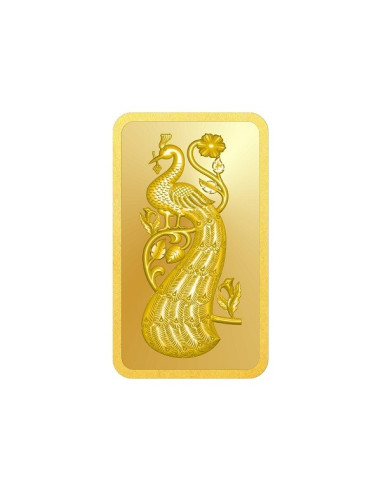 Peacock Gold Bar Of 1 Gram 24Kt Gold 999 Purity Fineness