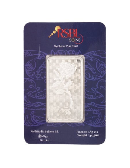 RSBL Silver Bar of 25 Grams in 24Kt 999 Purity Fineness