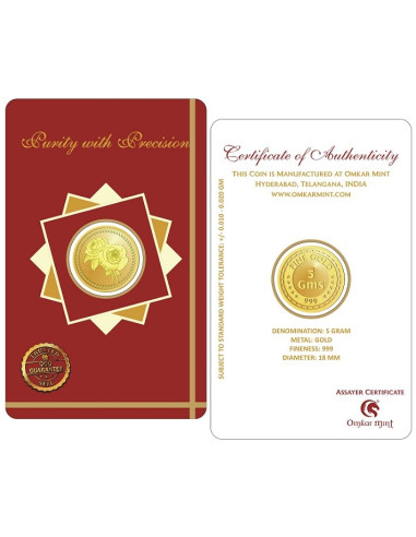 Flower Gold Coin Of 5 Gram 24Kt Gold 999 Purity Fineness