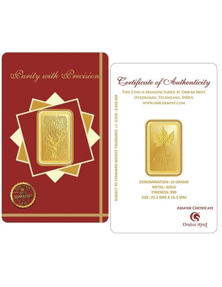 Kalpataru Gold Bar Of 10 Gram 24Kt Gold 999 Purity Fineness
