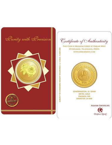 Flower Gold Coin Of 10 Gram 24Kt Gold 999 Purity Fineness