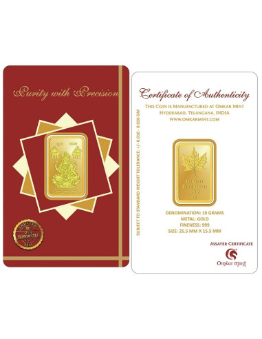 Lakshmi Gold Bar Of 10 Gram 24Kt Gold 999 Purity Fineness