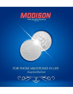 Modison Congratulation Silver Coin of 10 Grams in 24Kt 999 Purity Fineness in Paper Folder Packing 
