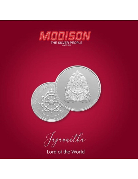 Modison Jagannath  Silver Coin of 20 Grams in 24Kt 999 Purity Fineness in Paper Folder Packing
