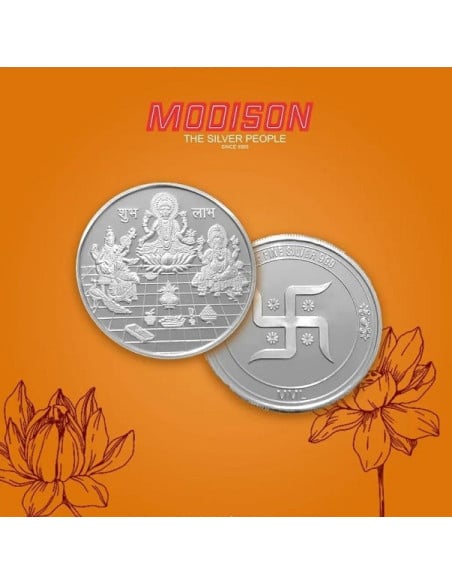 Modison Trimurti Silver Coin of 10 Grams in 24Kt 999 Purity Fineness in Certicard