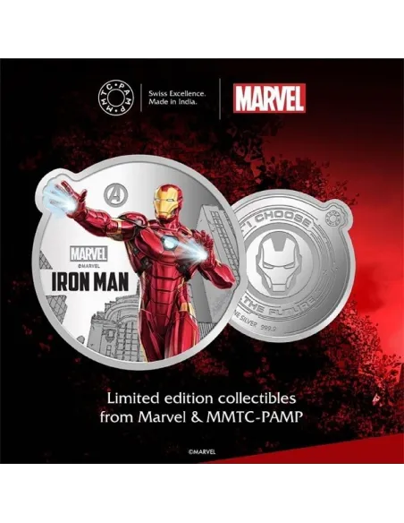 MMTC PAMP Marvel Iron Man Colored Silver Coin 1 oz / 31.10gm in 999.9 Purity