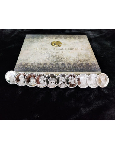Omkar Mint The Great Indian Heros  Silver Coins 10 gm each in 999 Purity Set of 10