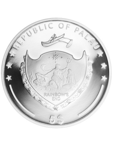 Rainbow of the Sea Marine Life Protection Silver Coin 2015 31.10 grams  999 Purity By Palau