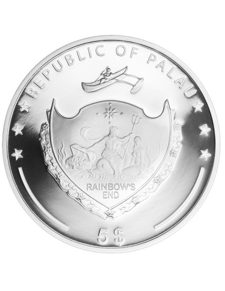 Rainbow of the Sea Marine Life Protection Silver Coin 2015 31.10 grams  999 Purity By Palau