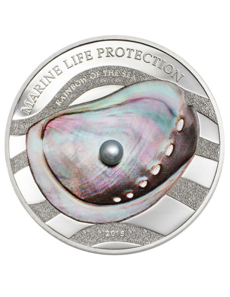 Rainbow of the Sea Marine Life Protection Silver Coin 2015 31.10 grams  999 Purity By Palau