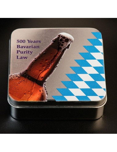 Bavarian Purity Law 500 Years Cap Beer Silver Coin 2016  2.50gm 999 Purity By Palau