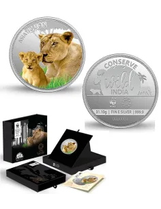 MMTC PAMP The Asiatic Lion Silver Coin Of WWF India Nurture 2022 Series 1 oz / 31.10 gm 999.9 Purity
