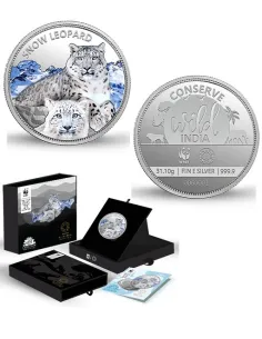 MMTC PAMP The Snow Leopard Silver Coin Of WWF India Nurture Series 2022 1 oz / 31.10 gm 999.9 Purity