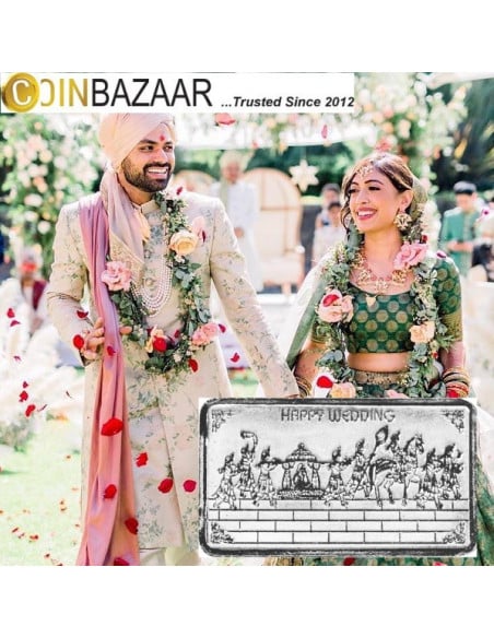 Happy Wedding Silver Note Of 20 Gram in 999 Purity