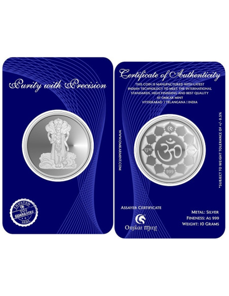 Omkar Mint Vishnu Ji Silver Coin of 10 Grams in 999 Purity Fineness