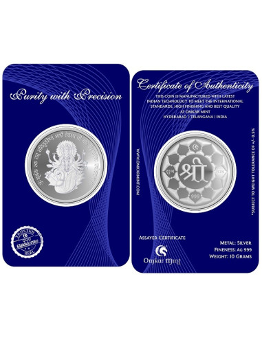 Omkar Mint Gayatri Mata Silver Coin of 10 Grams in 999 Purity Fineness