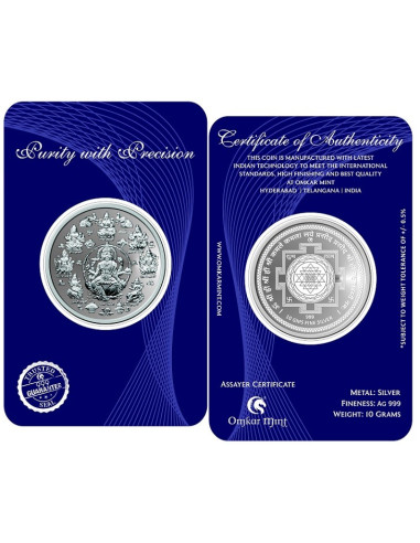 Omkar Mint Ashtalakshmi Silver Coin of 10 Grams in 999 Purity Fineness