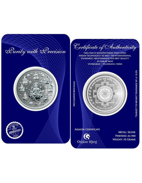 Omkar Mint Ashtalakshmi Silver Coin of 10 Grams in 999 Purity Fineness