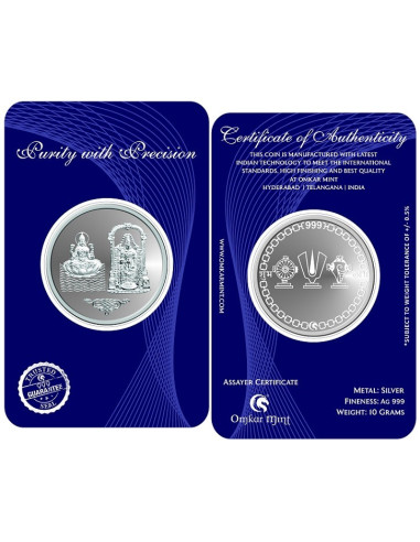 Omkar Mint Balaji Lakshmi Silver Coin of 10 Grams in 999 Purity Fineness